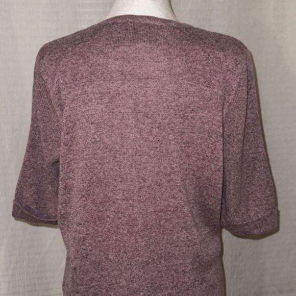 Crazy Horse LP Lavender Purple Heathered Cuffed Quarter Sleeve Cardigan - Picture 4 of 12